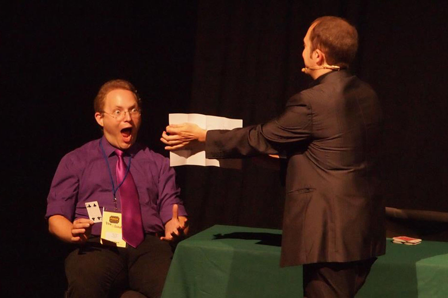 The French magician Boris Wild on stage performing his mentalism act