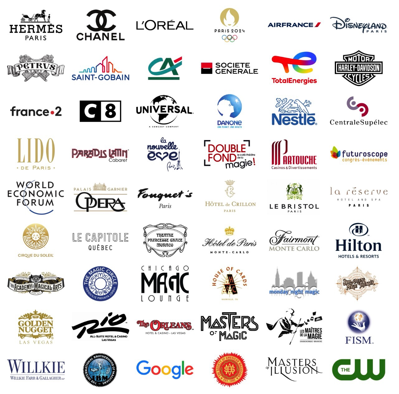 Clients and references of French magician Boris Wild