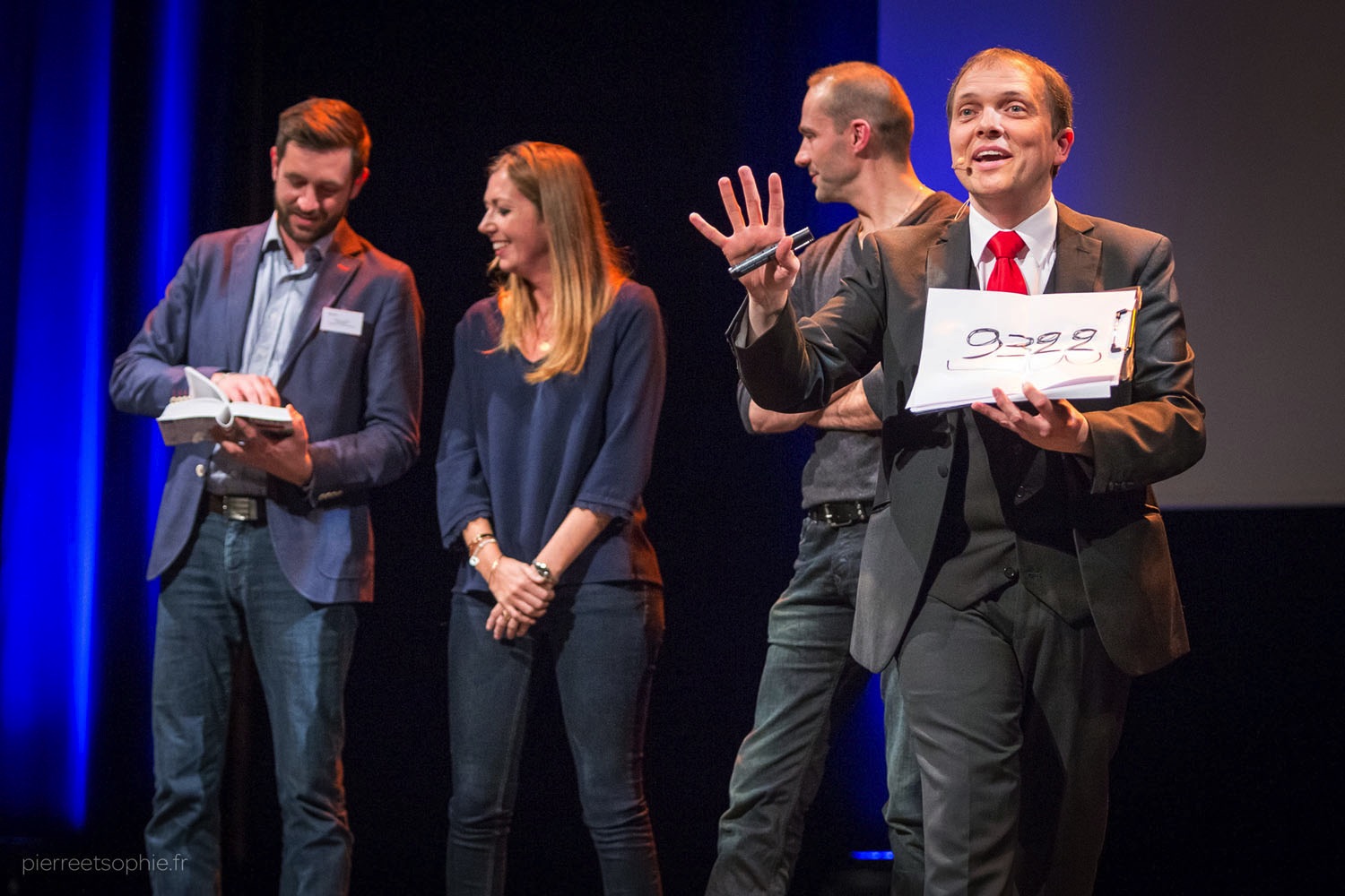 The French magician Boris Wild on stage performing his mentalism act